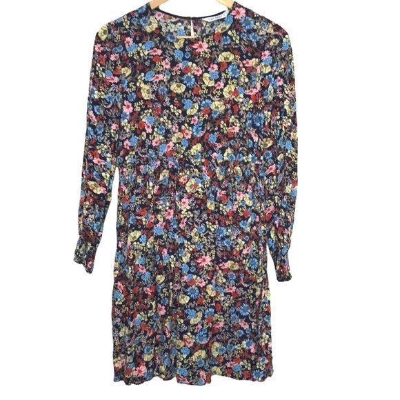 𝅺ZARA Basic floral printed long sleeve dress sz Small - Picture 2 of 11